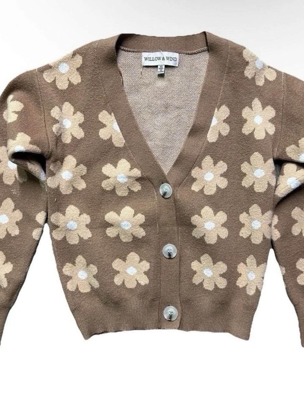 Women’s Willow And Wind Brown Cardigan With Daisies Size XS